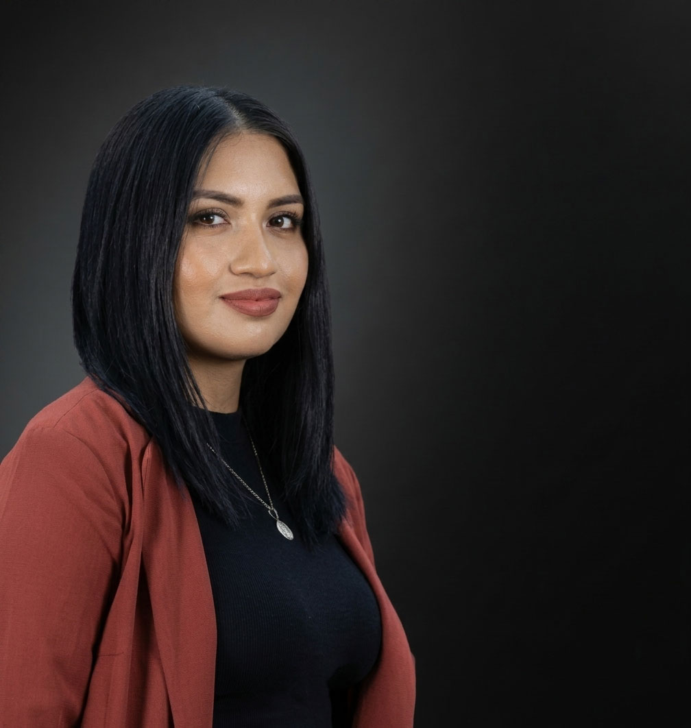 Close-up portrait of Ariana, architectural team member at Ashok Kanagasundram Architect, Los Angeles.